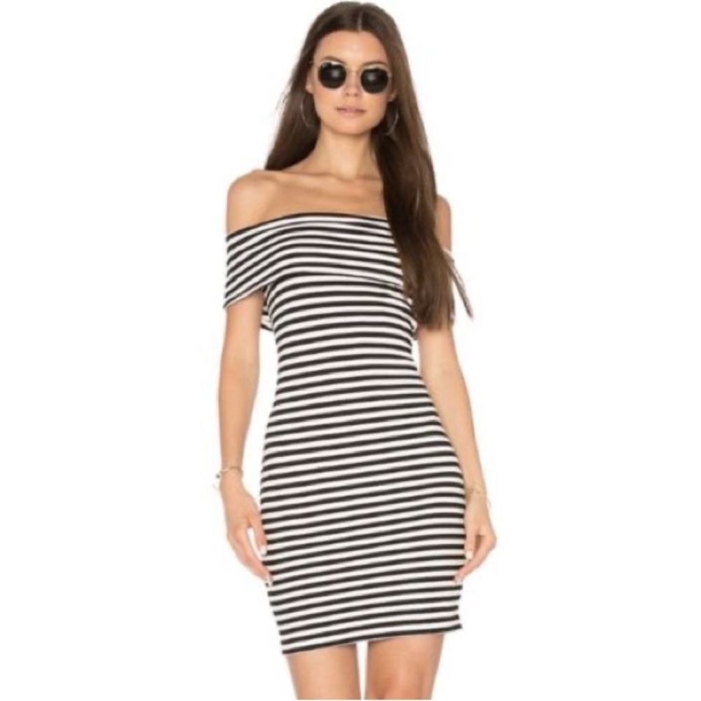 NWT Cupcakes & Cashmere off the shoulder striped bodycon dress